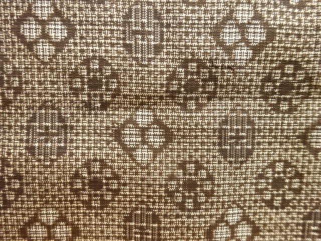JAPANESE KIMONO / ANTIQUE ABSTRACT PATTERN WOVEN DORO OSHIMA TSUMUGI K